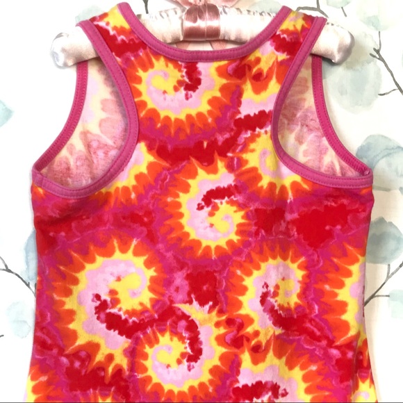 Kids Red Pink Yellow Paisley Tie Dye Tank Dress Sundress by Oriental Trading - Picture 8 of 9